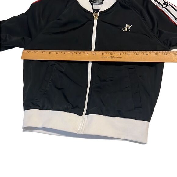 Champion Black Logo Embroidered Full Zip Crown Track Jacket Size Small - Picture 10 of 15
